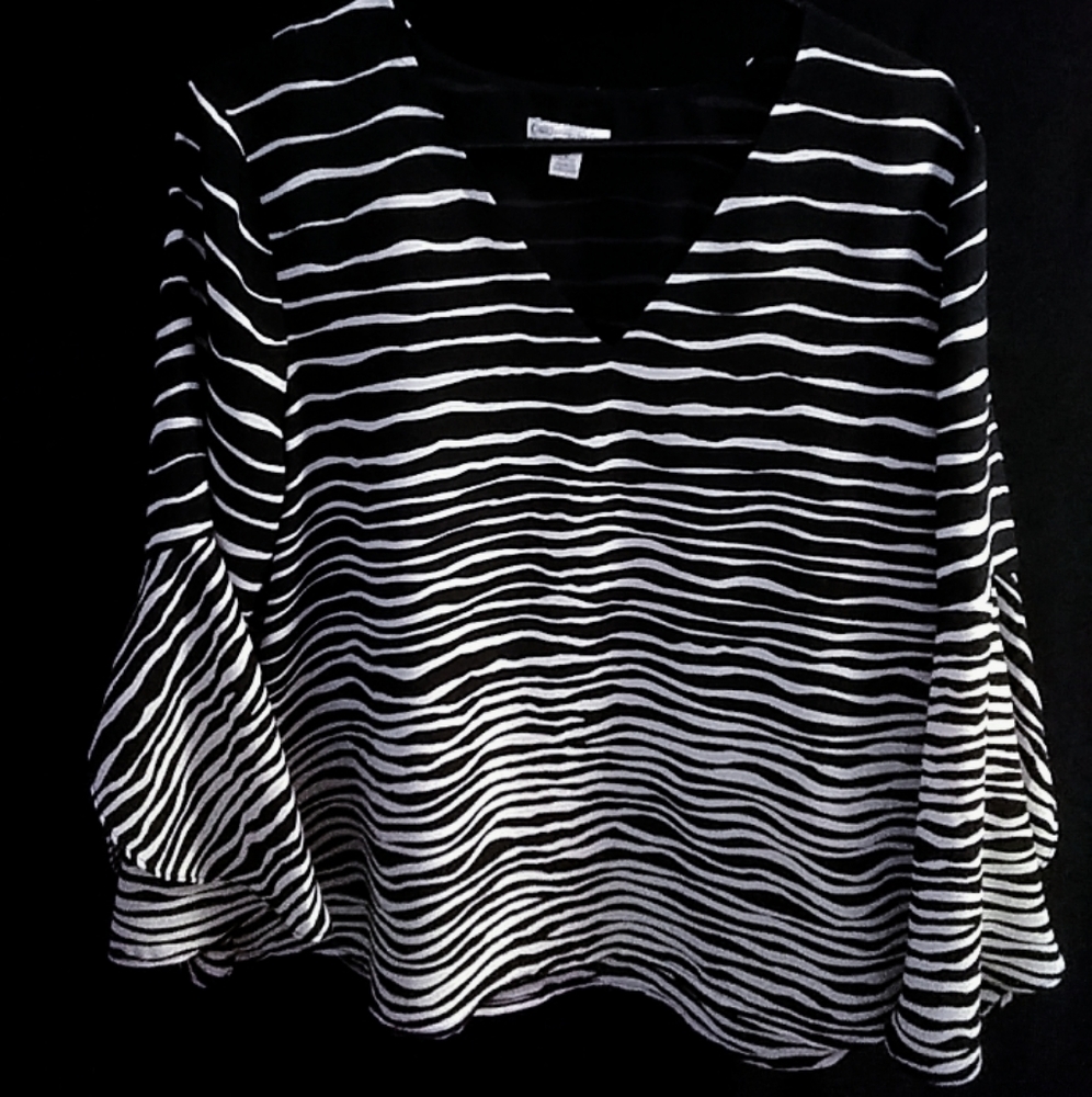 Cato's bell sleeved zebra print long sleeve blouse